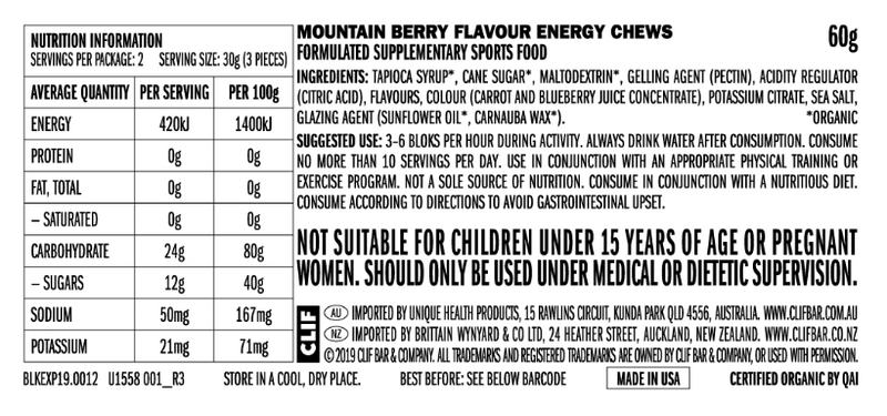 CLIF BLOKS ENERGY CHEWS