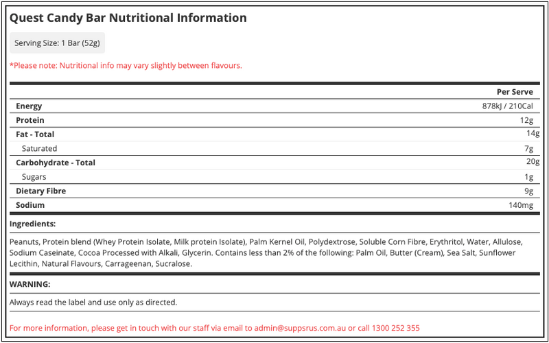QUEST NUTRITION CANDY BAR